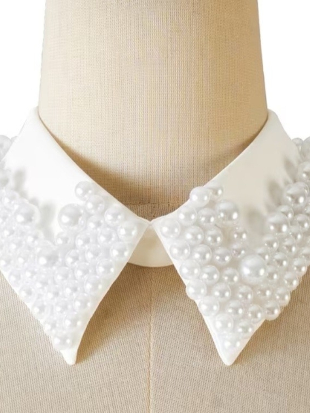 White Pearl-Collar Top